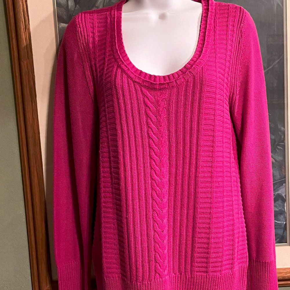 Fuschia Cable Knit Sweater - Medium